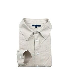 Shore Brown Linen Blend Lounge L/S Button Front Size Small Excellent